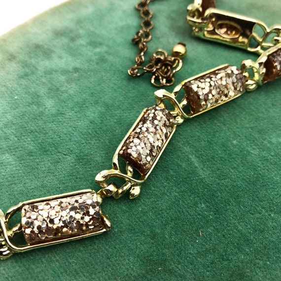 1960s Confetti Lucite Gold Glitter Choker Necklace - image 1