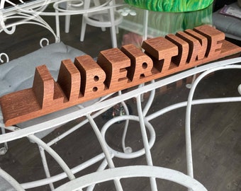 Vintage 70s LIBERTINE Wooden Scroll Saw Sign