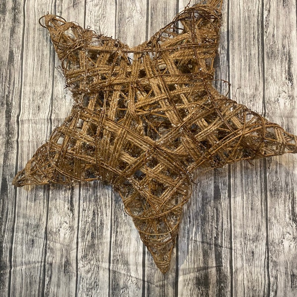 Wood and Twine Star I Snow and Glitter l I Christmas Decor I Tree Topper I Farmhouse Christmas I Nature |Door Hanger | Holiday Decoration
