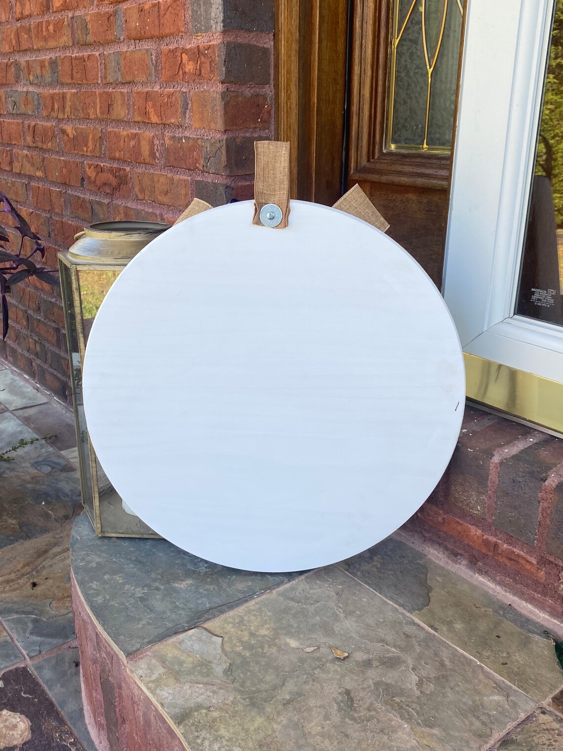 Round Wooden Door Hanger White Yay Youre Here Door Etsy