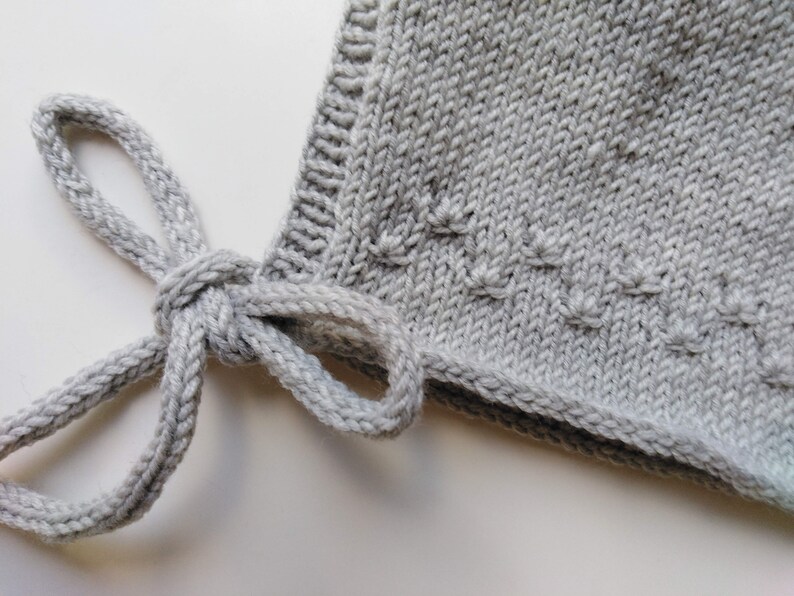 Hand knitted grey merino wool bonnet for 12-18 months 1st birthday present