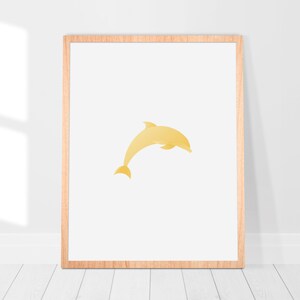 Yellow Dolphin Printable, Bathroom Art, Bathroom Print, Ocean Themed Decor, Beach House Art, Dolphin Lover Gift, Dolphin Art