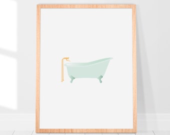 Bath Tub Printable, Bathtub Print, Bathroom Decor, Bathroom Print Art Instant download, Spa Art, Girls Night Gift, Bachelorette Party Gift