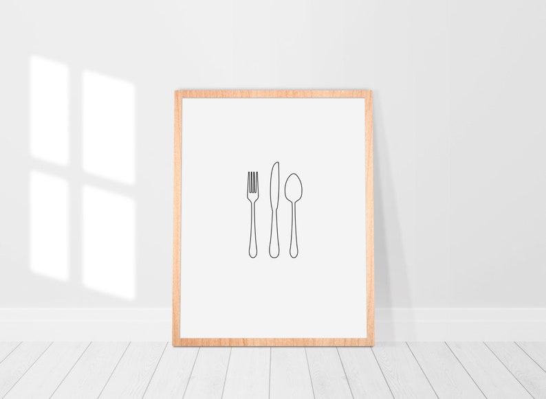 Silverware Print, Printable, Fork Knife Spoon Print, Simple Kitchen ...