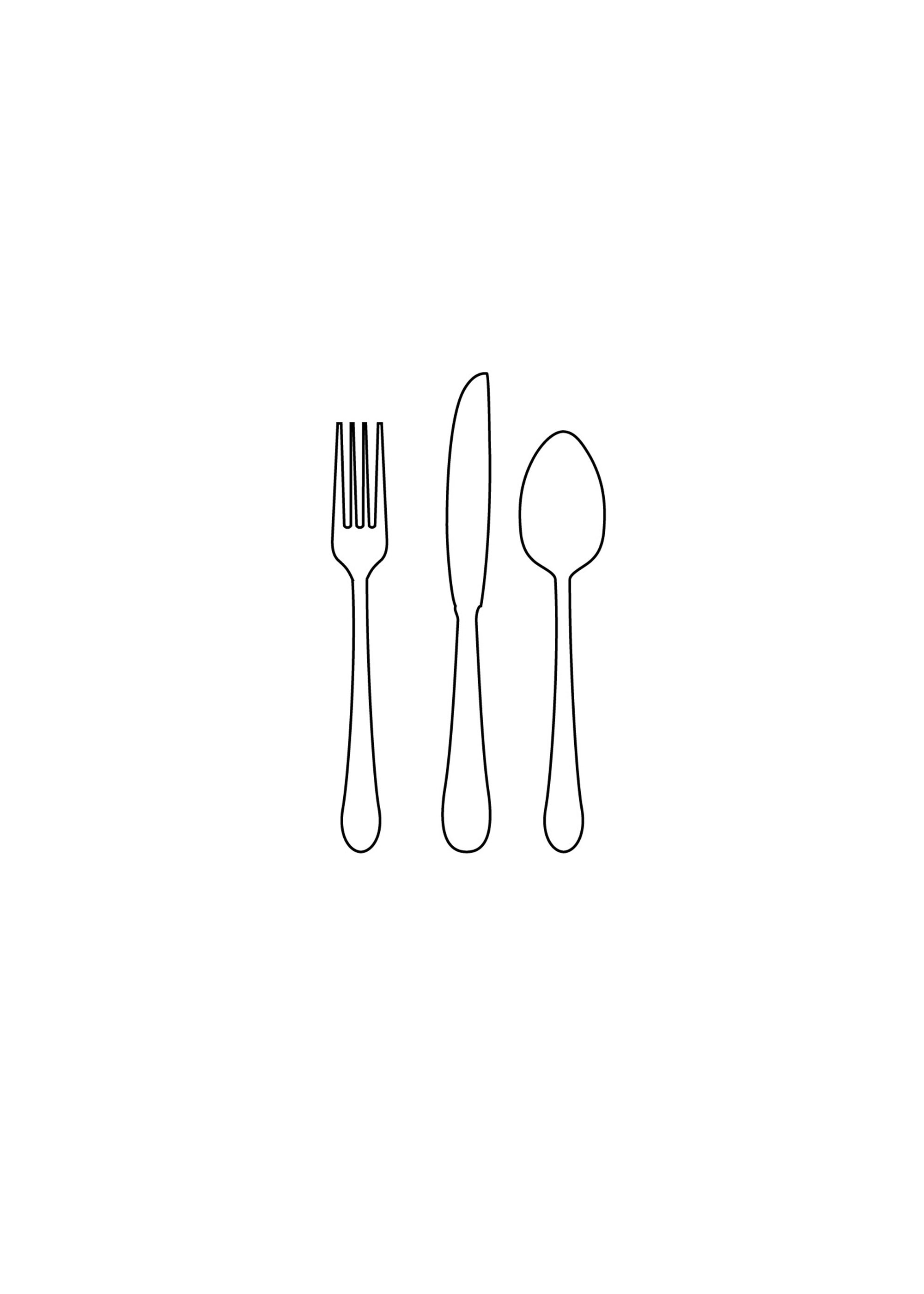 Silverware Print Printable Fork Knife Spoon Print Simple - Etsy 日本