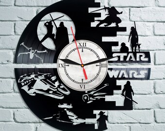 STAR WARS Vinyl Wall Clock Record Han Solo Gift For Boy Birthday Gift Darth Vader Vinyl Record Wall Clock Wall Clock Modern Dark Side