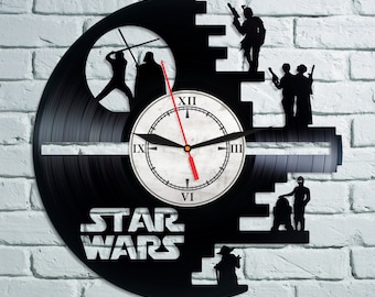 Star Wars Vinyl Wall Clock, Wall Clock Vintage, Han Solo Gift For Boy, Birthday Gift, Darth Vader Vinyl Record Wall Clock, Home Decor