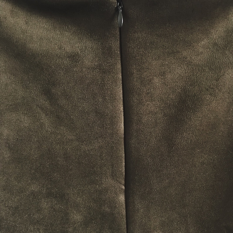 Faux suede olive green bodycon skirt with slit Simple Minimalist