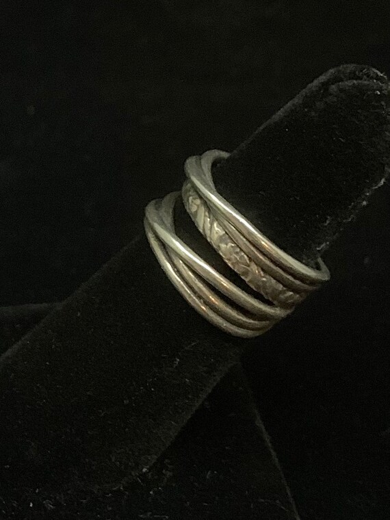 Textured Hammered Israel Sterling Silver Wide Wra… - image 3