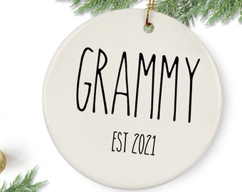 Grammy EST Ornament // Gift for Grandmother Grandma Gigi Nonni from Grandchild // Christmas Birthday // Pregnancy Reveal Gift