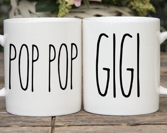 Gigi and Pop Pop Coffee Mug Gift Set // Gift for Grandparents from Grandson Granddaughter Grandkids