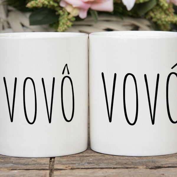 Vovó and Vovô Coffee Mug Set / Gift for Grandparents from Grandson Granddaughter / Christmas Gift / Pregnancy Reveal