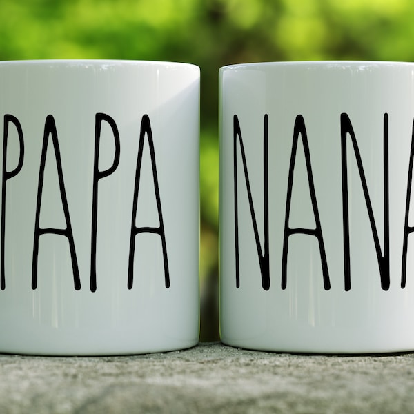Nana and Papa Coffee Mug Set // Gift for Grandmother and Grandfather // Grandparents Gift