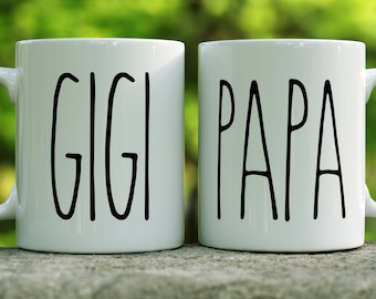 Gigi and Papa Coffee Mug Set // Grandparent Gift from Granddaughter Grandson Grandkids