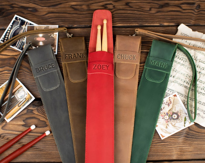 Personalized Leather Drumstick Bag, Drumstick Holder,leather Drumstick