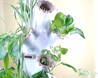 12 piante Giardino verticale idroponico + Luci di coltivazione + Pompa, Fioriera stampata in 3D Kit fai-da-te Vaso per erbe e verdure Facile assemblaggio minimalista