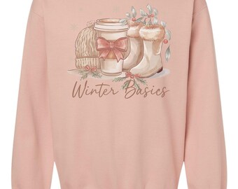 Winter Basics, Stiefel, Kaffee, Rundhals, Sweatshirt