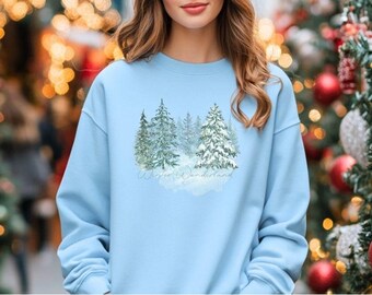 Winter Wonderland Crewneck Sweatshirt, Weihnachtsbäume, Winter, Schnee, Unisex