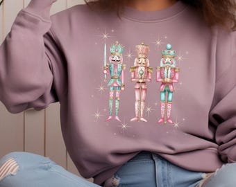 Nussknacker-Trio-Sweatshirt, Weihnachtssweatshirt, Feiertagssweatshirt, Nussknacker, frohe Weihnachten, niedliches Winter-Sweatshirt, bequem gemütlich
