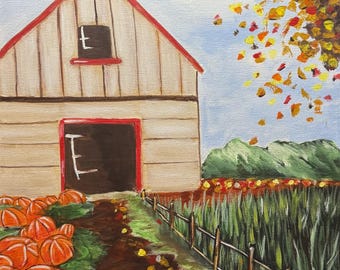 Pumpkin Patch Acrylic Painting on Canvas (12x16)