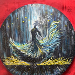 孔雀の女王アクリル画：12x16インチのキャンバスアート - Etsy 日本