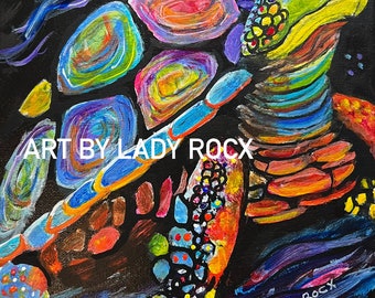 Colorful Turtle Acrylic Painting on Canvas (8x10)