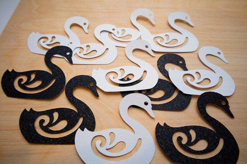 Swan Party Decor Swan Die Cuts Swan Cut Outs Glitter Swan Confetti Swan Card Making Free Bonu Gift| Swan Confetti