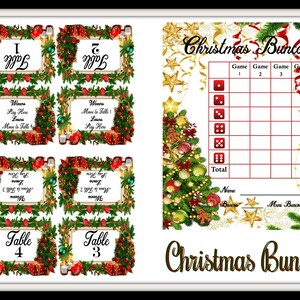 Christmas Bunco Score Cards and Table Tents - Digital Downloads - PDF and Individual PNG's