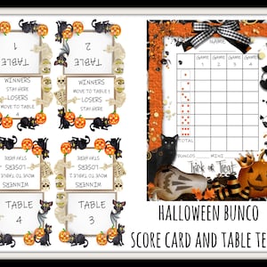 Halloween Bunco Score Cards and Table Tents - Digital Downloads - PDF and Individual PNG's