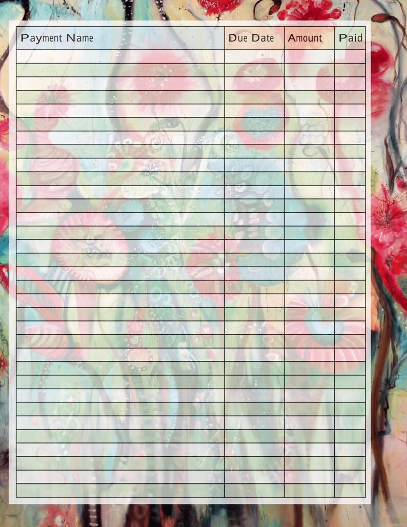 Happy Planner Bill Pay Inserts PRINTABLE Big Planner 8.5 X | Etsy