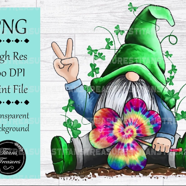 Gnome St Patricks day Sublimation Download, Shamrock PNG, Designs Downloads, St Patricks Day PNG