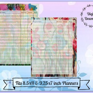 Happy Planner Bill Pay Inserts PRINTABLE Big Planner 8.5 X - Etsy