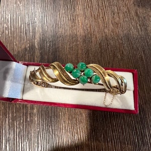 Vintage 14k gold and jade bangle bracelet. image 3