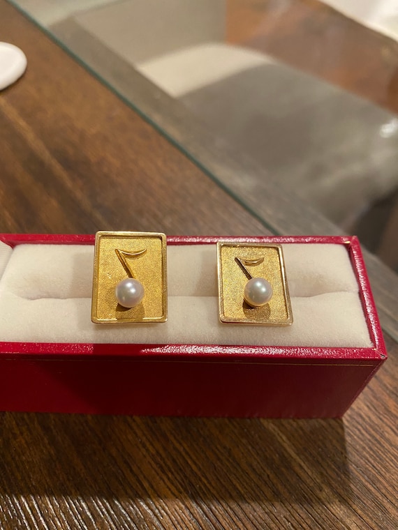Vintage 14k GoldCufflinks With Music Note And Pear