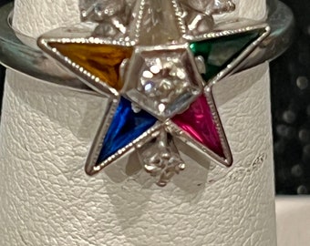 Vintage 14k white gold Order of the Easter Star ring