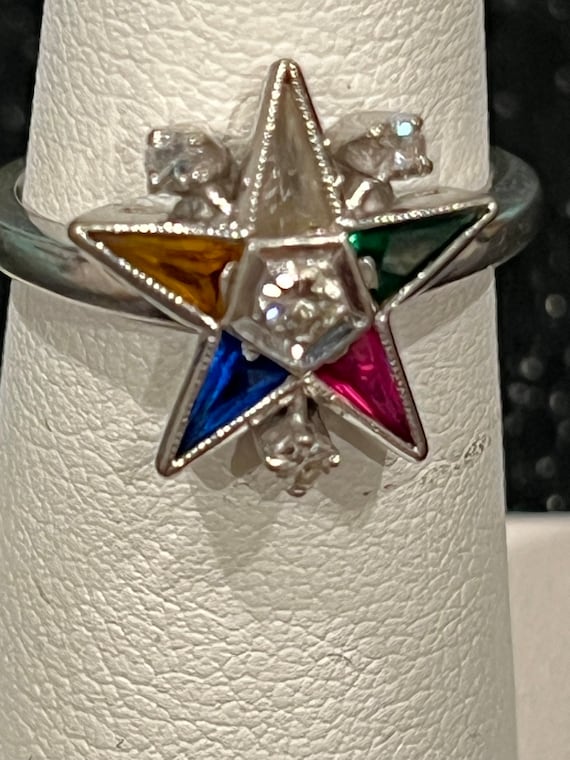 Vintage 14k white gold Order of the Easter Star ri