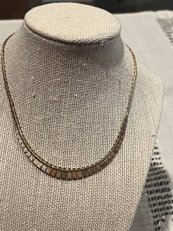 Vintage 14k Tri color gold 16” choker necklace