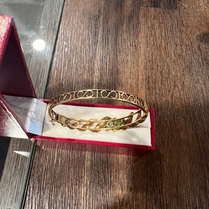 Vintage 14k gold and jade bangle bracelet. image 4