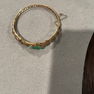 Vintage 14k gold and jade bangle bracelet. image 2