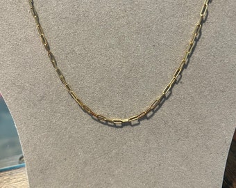 Vintage 14k gold paper clip link 20” necklace