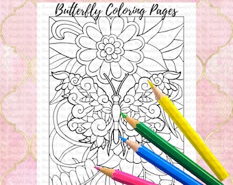 15 Butterflies Coloring Pages For Kids, Kids Drawing, JPG Coloring Page 8.5x11