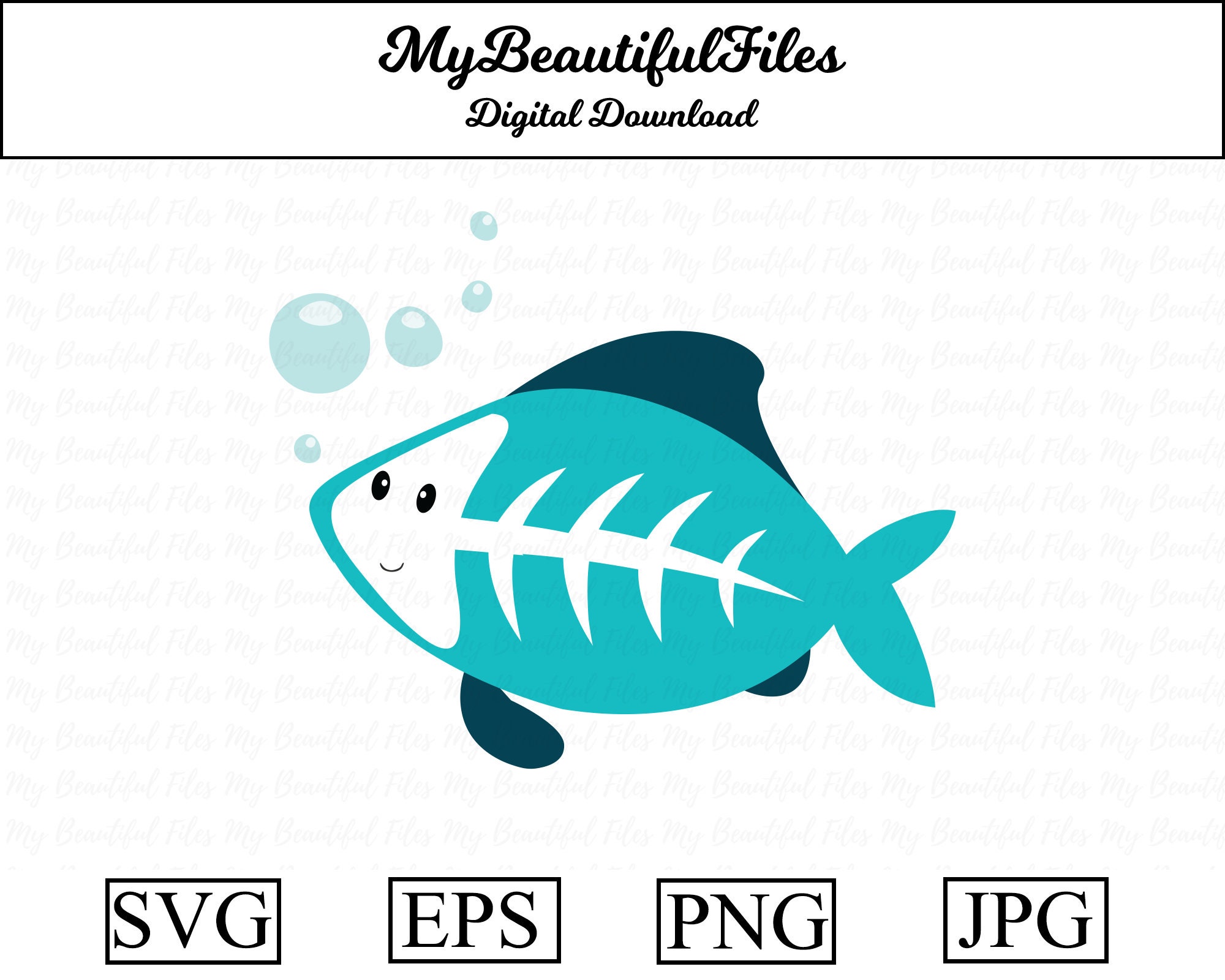 fish x ray svgpng digital download cute fish file for etsy