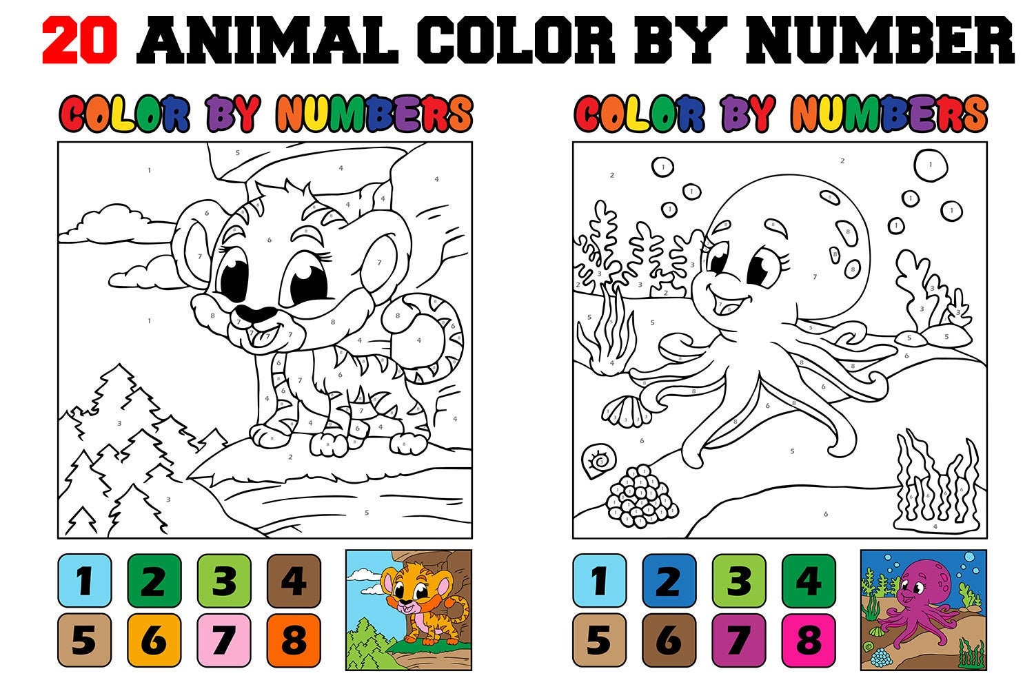 4400 Animal Coloring Pages Numbers  HD
