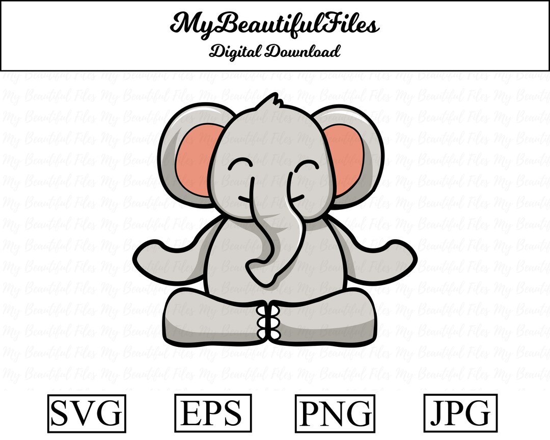 Yoga Elephant SVG,PNG Digital Download Cute Yoga File for Printable Art