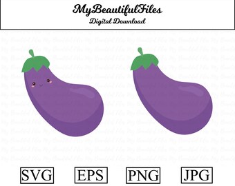 Eggplant SVG , PNG -  Digital Download - eggplant File for printable art, planner, diy, eggplant shirt and more