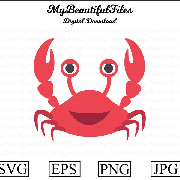 Cute Crab SVG,PNG -  Digital Download - Cute crab File for printable art, planner, cricut, crab diy, crab shirt