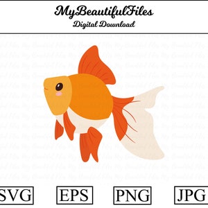 Goldfish SVG,PNG -  Digital Download - cute Goldfish File for printable art, planner, Goldfish sticker, Goldfish diy, Goldfish shirt