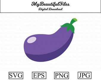 Eggplant SVG , PNG -  Digital Download - eggplant File for printable art, planner, diy, eggplant shirt and more