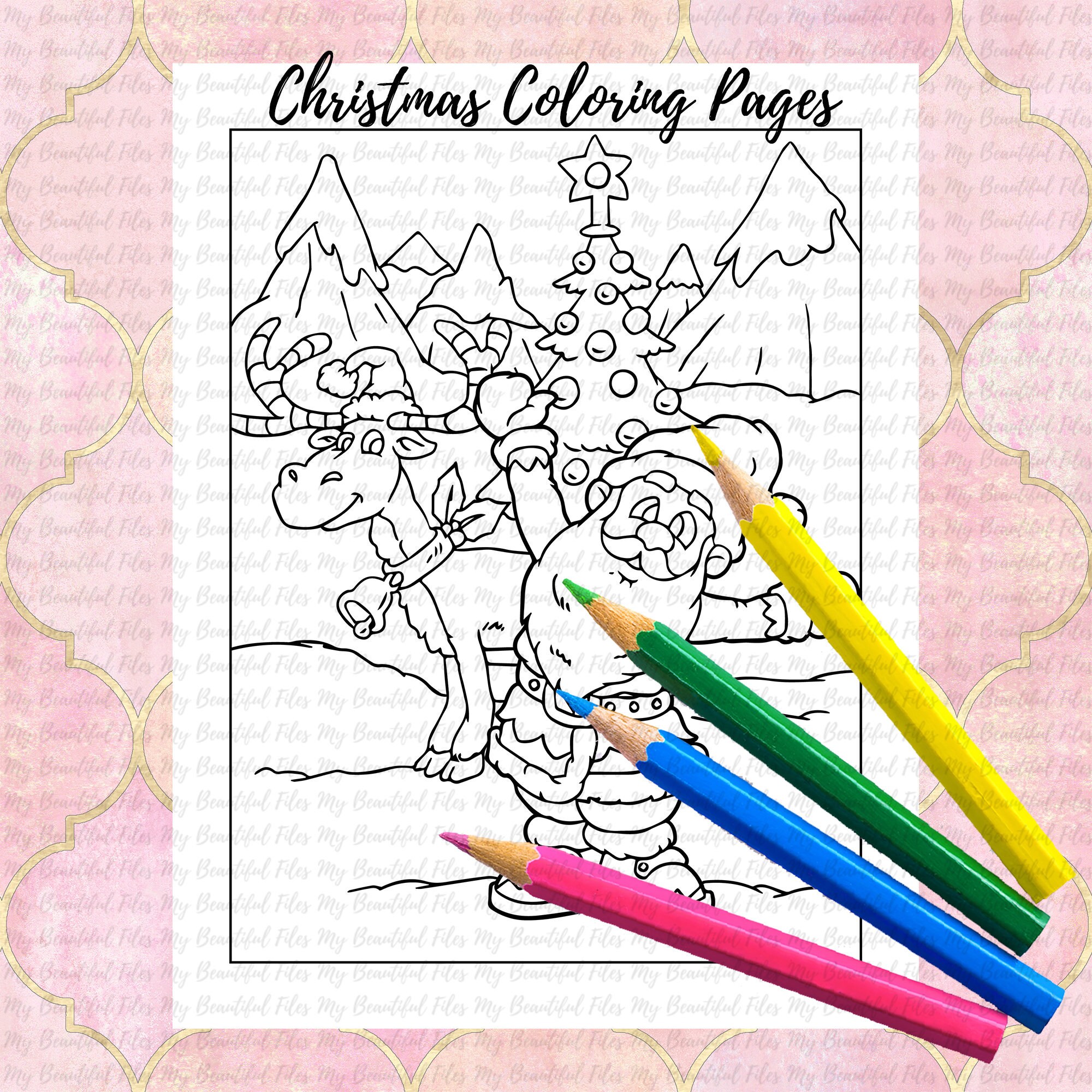 15 Christmas Coloring Pages For Kids Coloring Page for Kids | Etsy