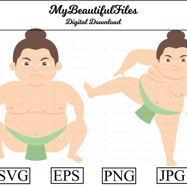 Sumo Wrestler SVG,PNG - Digital Download - Cute Wrestler File for printable art, planner, cricut, Wrestler diy, Wrestler shirt